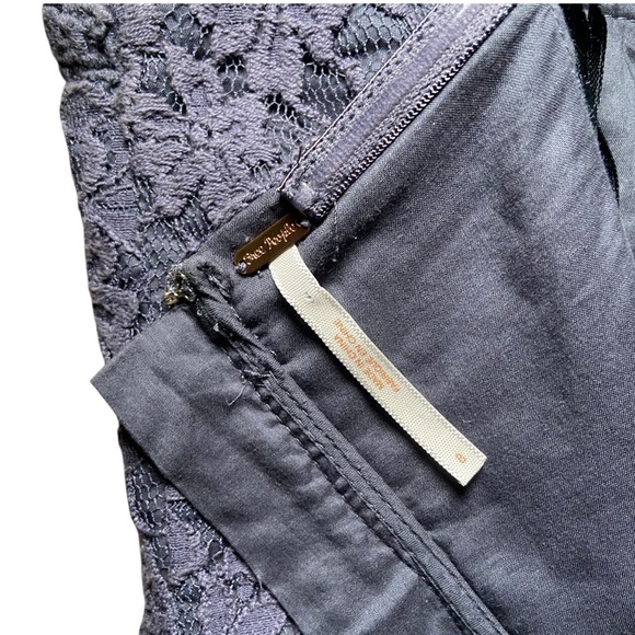 Free People Strapless Floral Lace Mesh Mini Dress Dark Navy Blue Boho Size 8 - Picture 5 of 5